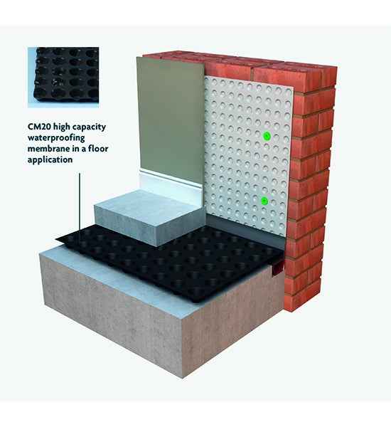 WYKAMOL CM20 CAVITY DRAIN MEMBRANE BLACK (2m x 20m Roll)