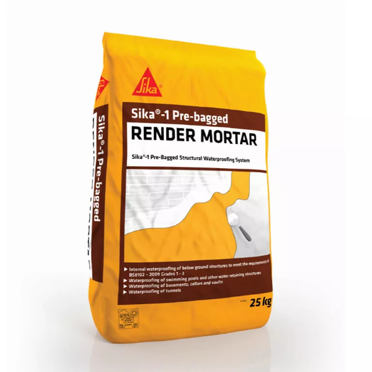 SIKA 1 PRE-BAGGED RENDER MORTAR (25KG) image 0